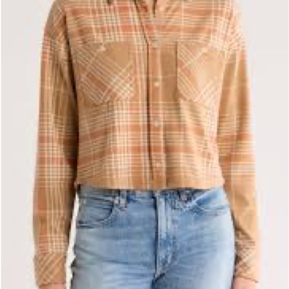 58. Thread & Supply Brown Plaid Utility Shacket - Picture 2 of 2